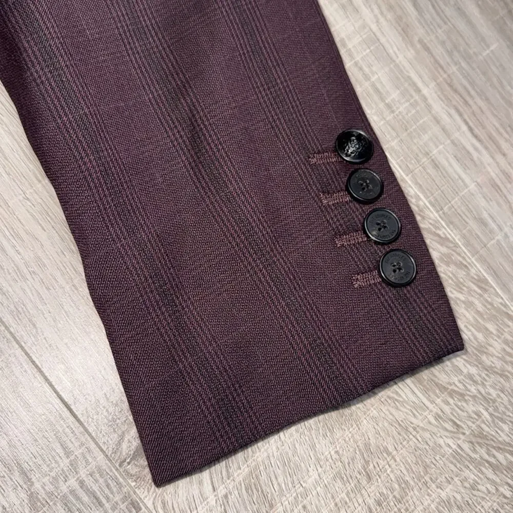 NWT THE KOOPLES Men’s Burgundy Checked Wool 2 Button Blazer Suit Jacket